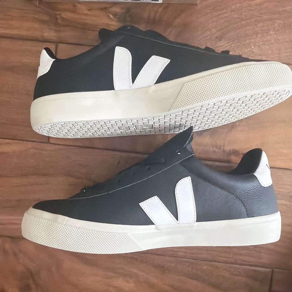 Veja Womens Black Sz 9 Mens 7 Campo Chrome Leather Lifestyle Sneakers NIB - Picture 4 of 7